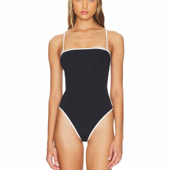 WeWoreWhat Strapless One Piece in Black & Off White Medium - Picture 1 of 8
